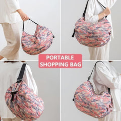 Foldable Shopping Handbag Travel Bag Women Shoulder Waterproof Carry Bag, Folding Tote Bag With Zip (1Pcs)